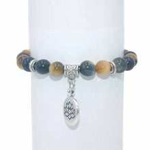 Load image into Gallery viewer, 8MM Natural Stone Lotus Beads lucky Bracelet Tiger eye Agates Mala Beads Bracelets Bangles For Women Men Yoga Bracelet Femme