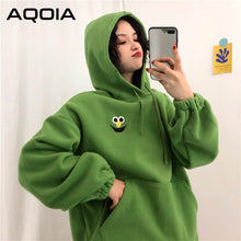 Load image into Gallery viewer, AQOIA Autumn Cartoon Loose Women's Hoodies Sweatshirt Pockets Oversize Embroidered Sweatshirts Women 2019 Winter Clothing