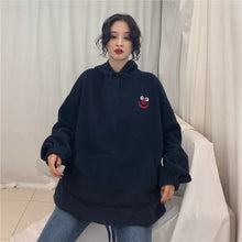 Load image into Gallery viewer, AQOIA Autumn Cartoon Loose Women's Hoodies Sweatshirt Pockets Oversize Embroidered Sweatshirts Women 2019 Winter Clothing
