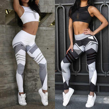 Load image into Gallery viewer, Women Running Yoga Set Breathable Tops push up Pants Sportswear Gym Workout Fitness Digital Print Stretch Leggings & Bra