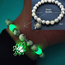 Load image into Gallery viewer, Natural Stone Bracelet Yoga Healing Luminous Glow In The Dark Bracelet Lotus Charm Beads Bracelet for Men Women Prayer Buddhism