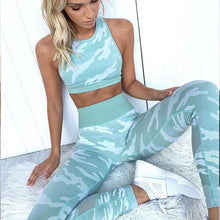 Load image into Gallery viewer, 2 Piece Women Seamless Camo Yoga Sets Wear Elastic Gym Fitness Camouflage Sports Suit Bra Pants Top Workout Leggings Sportswear