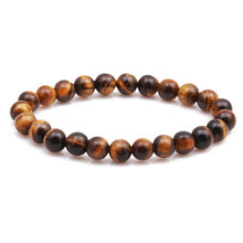 Load image into Gallery viewer, Nature Beaded Bracelet Men 8mm Natural Stone Lava Rock Tiger Eye Black Onyx Matte Healing Beads Stretch Charm Yoga Women Jewelry