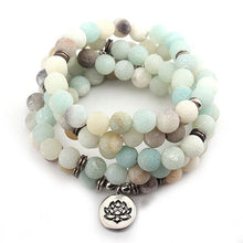 Load image into Gallery viewer, BOAKO Natural Stone Lotus Buddha Beads Bracelet Matte Amazonite Mala Beads Bracelets Bangles For Women Men Charm Fashion Jewelry