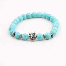 Load image into Gallery viewer, 8mm Energy Weathered Agates Chakra Bracelet Yoga Owl Accessories Bracelet Turquoises Black volcanic stone Variety Choice