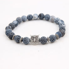 Load image into Gallery viewer, 8mm Energy Weathered Agates Chakra Bracelet Yoga Owl Accessories Bracelet Turquoises Black volcanic stone Variety Choice