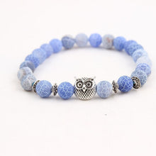 Load image into Gallery viewer, 8mm Energy Weathered Agates Chakra Bracelet Yoga Owl Accessories Bracelet Turquoises Black volcanic stone Variety Choice
