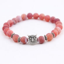 Load image into Gallery viewer, 8mm Energy Weathered Agates Chakra Bracelet Yoga Owl Accessories Bracelet Turquoises Black volcanic stone Variety Choice