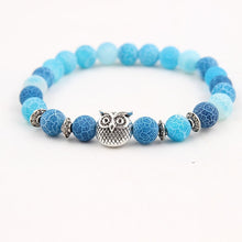 Load image into Gallery viewer, 8mm Energy Weathered Agates Chakra Bracelet Yoga Owl Accessories Bracelet Turquoises Black volcanic stone Variety Choice