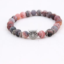 Load image into Gallery viewer, 8mm Energy Weathered Agates Chakra Bracelet Yoga Owl Accessories Bracelet Turquoises Black volcanic stone Variety Choice