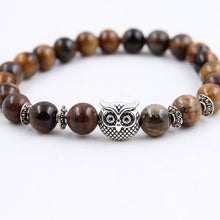 Load image into Gallery viewer, 8mm Energy Weathered Agates Chakra Bracelet Yoga Owl Accessories Bracelet Turquoises Black volcanic stone Variety Choice