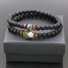 Load image into Gallery viewer, 2pcs/set Tibetan Men Bracelet 6mm Lava Stone Moonstone Beads Bracelet Chakra Yoga Buddha Bead Bracelet For Men Jewelry Bileklik