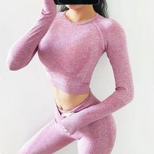 Load image into Gallery viewer, Women Seamless yoga set Fitness Sport Suits GYM cloth Yoga Shirts High Waist Running Leggings Workout Pants Shirts Bra Tops