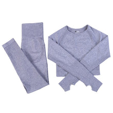 Load image into Gallery viewer, Women Seamless Yoga Set Fitness Sports Suits GYM Cloth Yoga Long Sleeve Shirts High Waist Running Leggings Workout Pants Bra