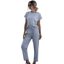 Load image into Gallery viewer, Hot sale 2pcs Women 2020 Summer Tracksuits Set Lounge Wear Short Sleeve Tops Long Pants Sweat Suits House Sports Casual Outfit