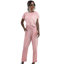 Load image into Gallery viewer, Hot sale 2pcs Women 2020 Summer Tracksuits Set Lounge Wear Short Sleeve Tops Long Pants Sweat Suits House Sports Casual Outfit