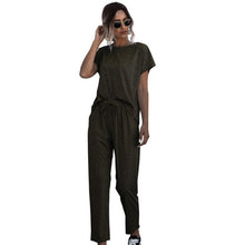 Load image into Gallery viewer, Hot sale 2pcs Women 2020 Summer Tracksuits Set Lounge Wear Short Sleeve Tops Long Pants Sweat Suits House Sports Casual Outfit