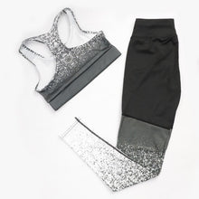 Load image into Gallery viewer, Women Fitness Yoga Set Sleeveless Top High Waist Pants Sportswear Gradient Print Leggings & Bra ombre Stretchy Running Gym Suits