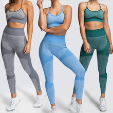 Load image into Gallery viewer, LEEMIIJUU Sports Suits Women Seamless Yoga Sets Running Fitness Gym Pants High Waist Straps Sport Leggings High Elasticity Bra