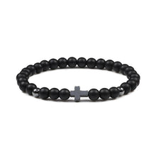 Load image into Gallery viewer, Prayer Men Women Bracelet Hematite Cross 6MM Natural Stone Tiger Eyes Bead Strand Bracelets Bangle Jesus Yoga Homme Jewelry Gift