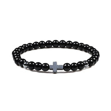 Load image into Gallery viewer, Prayer Men Women Bracelet Hematite Cross 6MM Natural Stone Tiger Eyes Bead Strand Bracelets Bangle Jesus Yoga Homme Jewelry Gift
