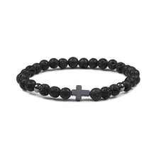 Load image into Gallery viewer, Prayer Men Women Bracelet Hematite Cross 6MM Natural Stone Tiger Eyes Bead Strand Bracelets Bangle Jesus Yoga Homme Jewelry Gift