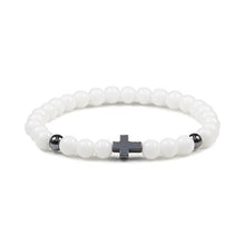 Load image into Gallery viewer, Prayer Men Women Bracelet Hematite Cross 6MM Natural Stone Tiger Eyes Bead Strand Bracelets Bangle Jesus Yoga Homme Jewelry Gift