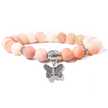 Load image into Gallery viewer, Handmade Natural Stone Lotus Ohm Buddha Beads Bracelet Pink Zebra Stone Lotus Charm Bracelet for Women Men Yoga Jewelry Gifts