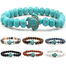 Load image into Gallery viewer, High Quality Green Turtle Natural Turquoises Stone Bracelet Homme Femme Charms Men Strand Beads Yoga Bracelets Women