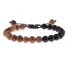 Load image into Gallery viewer, Hot Men Natural Wood Beads Cross Bracelets Onyx Meditation Prayer Bead Bracelet Women Wooden Yoga Jewelry Homme