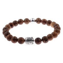 Load image into Gallery viewer, Hot Men Natural Wood Beads Cross Bracelets Onyx Meditation Prayer Bead Bracelet Women Wooden Yoga Jewelry Homme