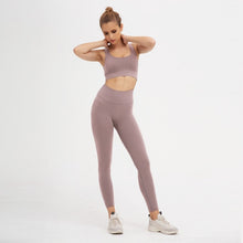 Load image into Gallery viewer, Woman Sportwear Yoga set Seamless Gym Set Crop Top Bra Pad Elastic high waist yoga pant Yoga Outfit fitness set Gym Clothing