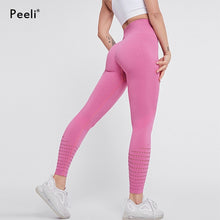Load image into Gallery viewer, Peeli High Waist Seamless Leggings Yoga Pants Push Up Fitness Tight Workout Tummy Control Gym Leggings Athletic Pants Sportswear