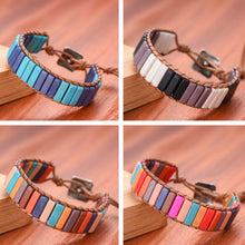 Load image into Gallery viewer, 7 Chakra Bracelet Bohemian Handmade Natural Stone Tube Bead Real Leather Wrapped Bracelet Yoga Couple Bracelet Male/Femail