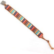 Load image into Gallery viewer, 7 Chakra Bracelet Bohemian Handmade Natural Stone Tube Bead Real Leather Wrapped Bracelet Yoga Couple Bracelet Male/Femail