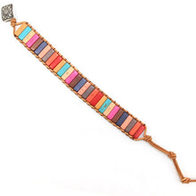 Load image into Gallery viewer, 7 Chakra Bracelet Bohemian Handmade Natural Stone Tube Bead Real Leather Wrapped Bracelet Yoga Couple Bracelet Male/Femail