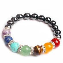 Load image into Gallery viewer, 7 Chakra Yoga Bracelet Healing Heart Therapy Bracelet Women Men Hematite Stone Bead Jewelry Chakra Prayer Balance Bracelet