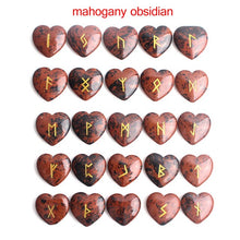 Load image into Gallery viewer, 25Pcs Crystal Heart Natural Rune Stones Divination Meditation Engraved Runes Reiki Archangel Chakra Symbols Palm Stone Gift