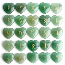 Load image into Gallery viewer, 25Pcs Crystal Heart Natural Rune Stones Divination Meditation Engraved Runes Reiki Archangel Chakra Symbols Palm Stone Gift