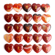Load image into Gallery viewer, 25Pcs Crystal Heart Natural Rune Stones Divination Meditation Engraved Runes Reiki Archangel Chakra Symbols Palm Stone Gift