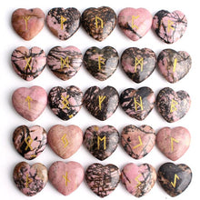 Load image into Gallery viewer, 25Pcs Crystal Heart Natural Rune Stones Divination Meditation Engraved Runes Reiki Archangel Chakra Symbols Palm Stone Gift