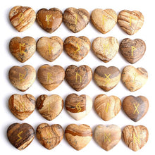 Load image into Gallery viewer, 25Pcs Crystal Heart Natural Rune Stones Divination Meditation Engraved Runes Reiki Archangel Chakra Symbols Palm Stone Gift