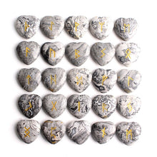 Load image into Gallery viewer, 25Pcs Crystal Heart Natural Rune Stones Divination Meditation Engraved Runes Reiki Archangel Chakra Symbols Palm Stone Gift