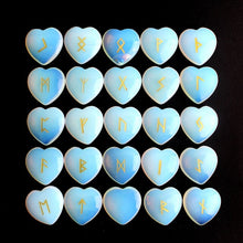 Load image into Gallery viewer, 25Pcs Crystal Heart Natural Rune Stones Divination Meditation Engraved Runes Reiki Archangel Chakra Symbols Palm Stone Gift
