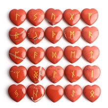 Load image into Gallery viewer, 25Pcs Crystal Heart Natural Rune Stones Divination Meditation Engraved Runes Reiki Archangel Chakra Symbols Palm Stone Gift