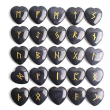 Load image into Gallery viewer, 25Pcs Crystal Heart Natural Rune Stones Divination Meditation Engraved Runes Reiki Archangel Chakra Symbols Palm Stone Gift