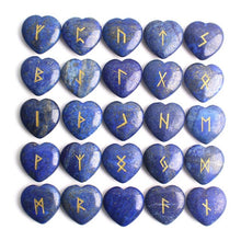 Load image into Gallery viewer, 25Pcs Crystal Heart Natural Rune Stones Divination Meditation Engraved Runes Reiki Archangel Chakra Symbols Palm Stone Gift