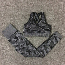 Load image into Gallery viewer, 2PCS/Set Camouflage Yoga Set Women Seamless Fitness Yoga Bra Sports Bra High Waist GYM Camo leggings Pants Fitness Suits Workout