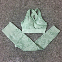 Load image into Gallery viewer, 2PCS/Set Camouflage Yoga Set Women Seamless Fitness Yoga Bra Sports Bra High Waist GYM Camo leggings Pants Fitness Suits Workout
