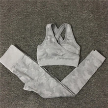 Load image into Gallery viewer, 2PCS/Set Camouflage Yoga Set Women Seamless Fitness Yoga Bra Sports Bra High Waist GYM Camo leggings Pants Fitness Suits Workout